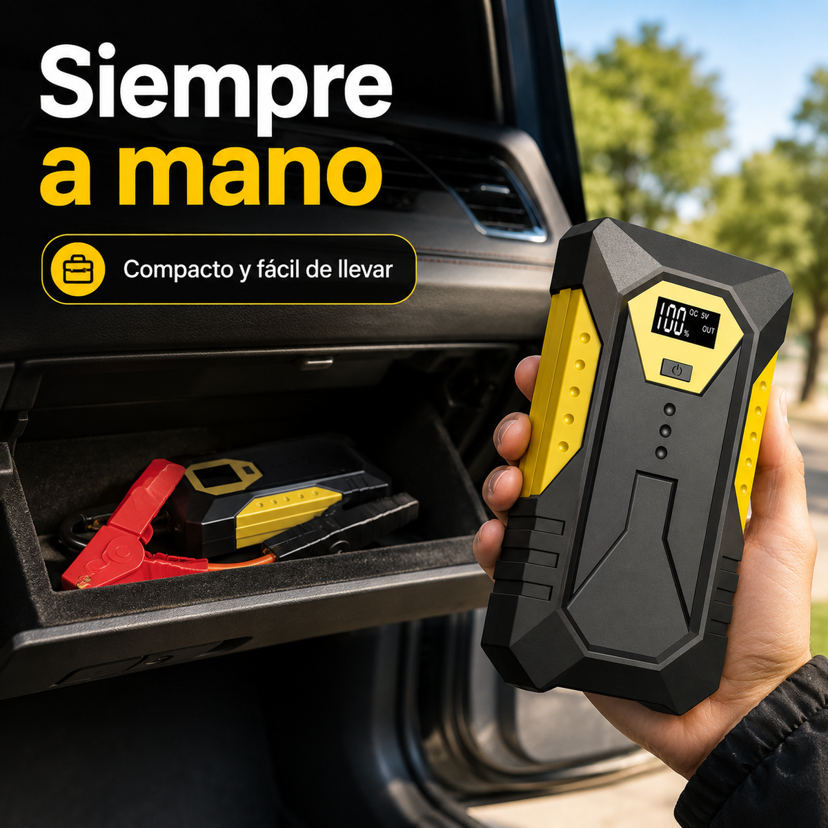 Arrancador de Batería Portátil 12V con Pantalla Digital y USB