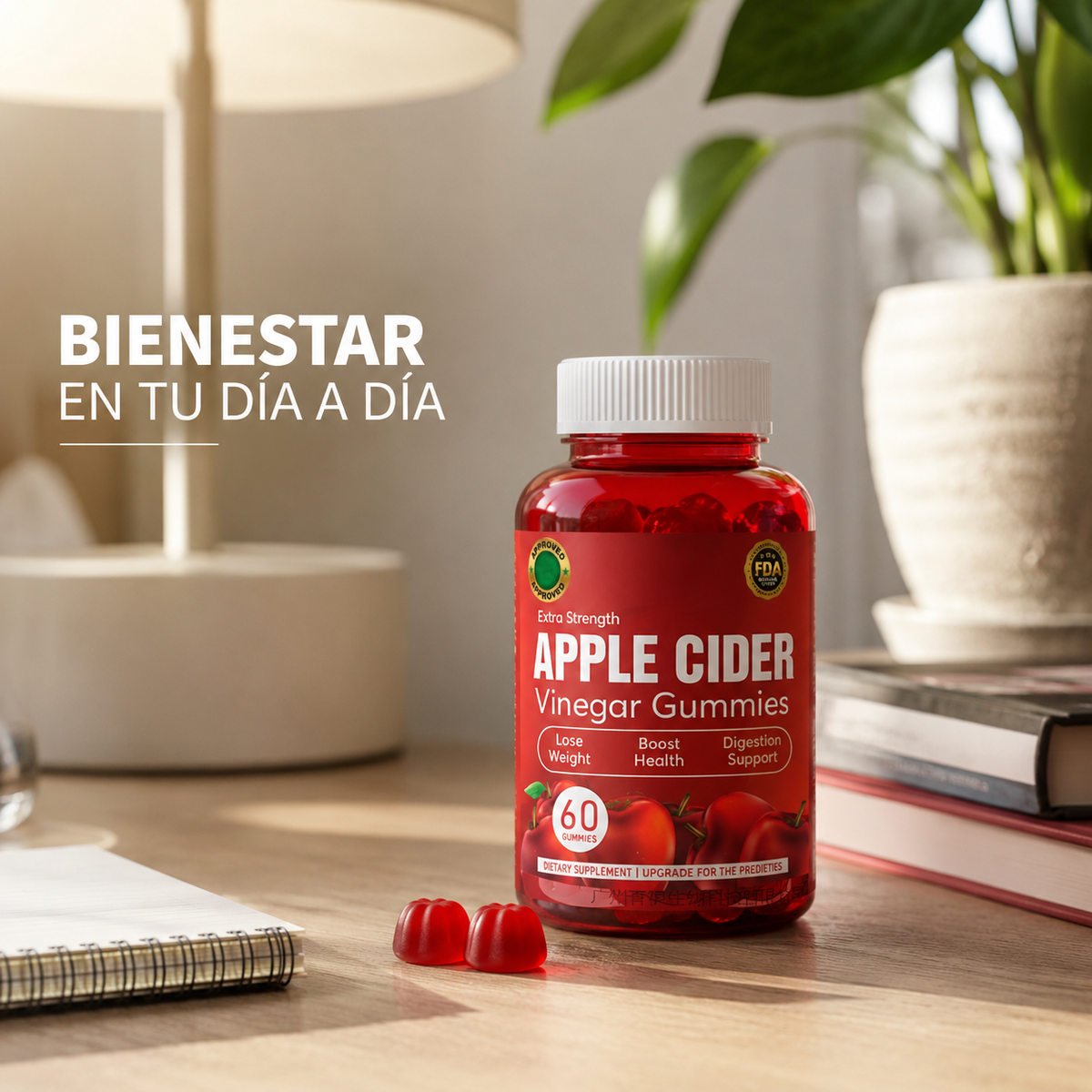 Suplemento gummies de vinagre de manzana 60 unidad